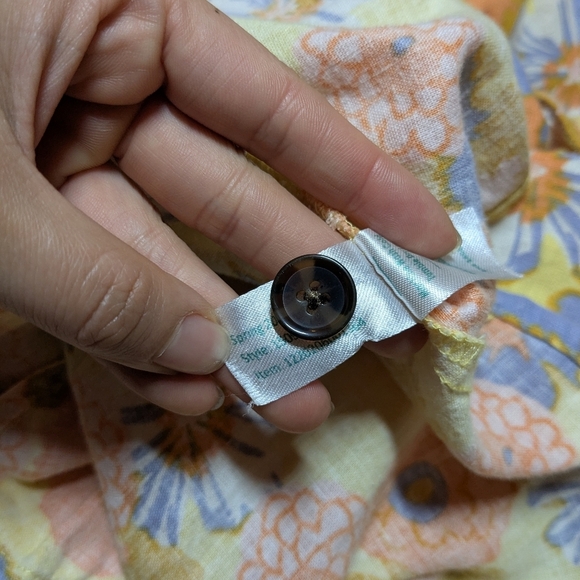 Marine Layer Camila Mini Dress Yellow Vintage Floral Buttons XL - Picture 7 of 7